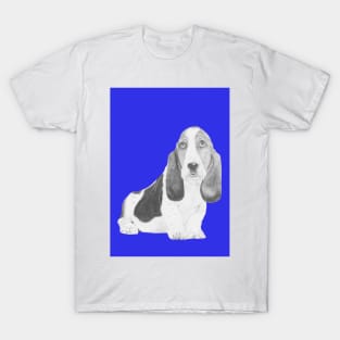 Basset Hound Puppy in Blue T-Shirt